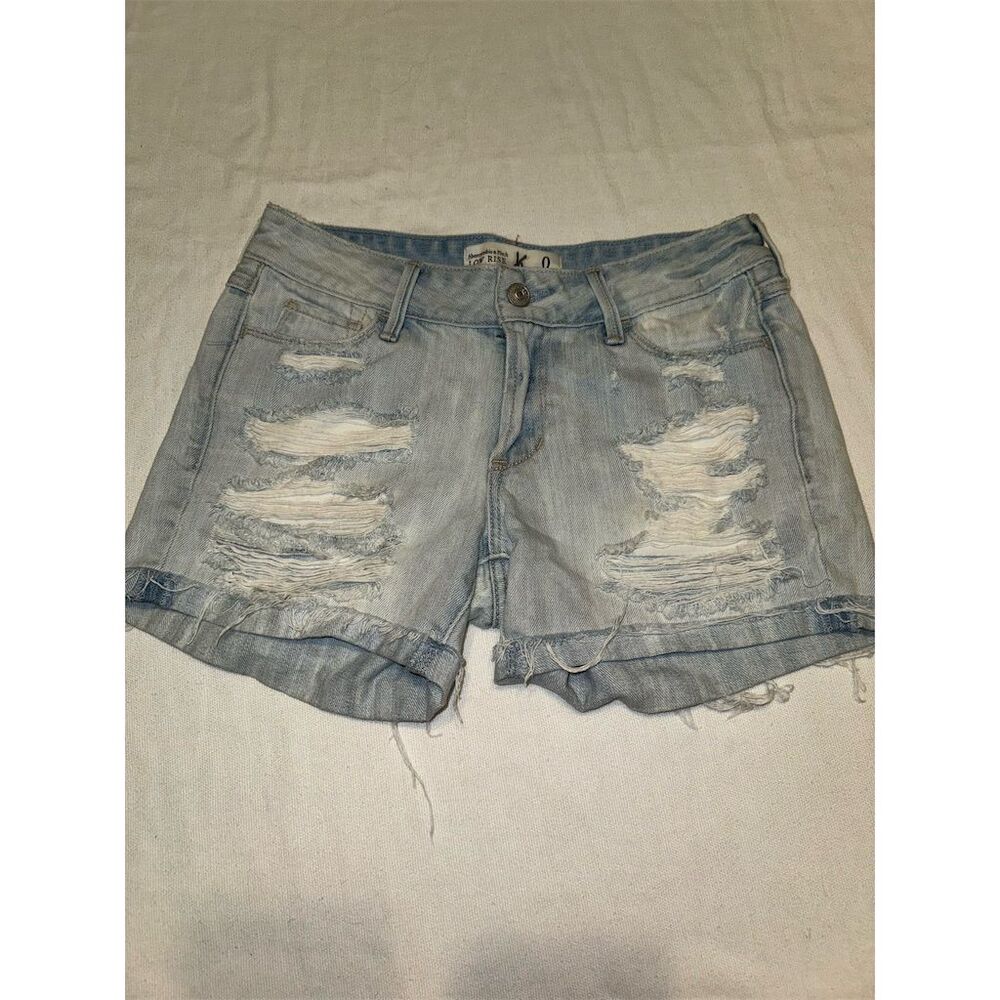 Abercrombie & Fitch  Low Rise Distressed Jean Shorts Size 0 Blue Casual Summer
